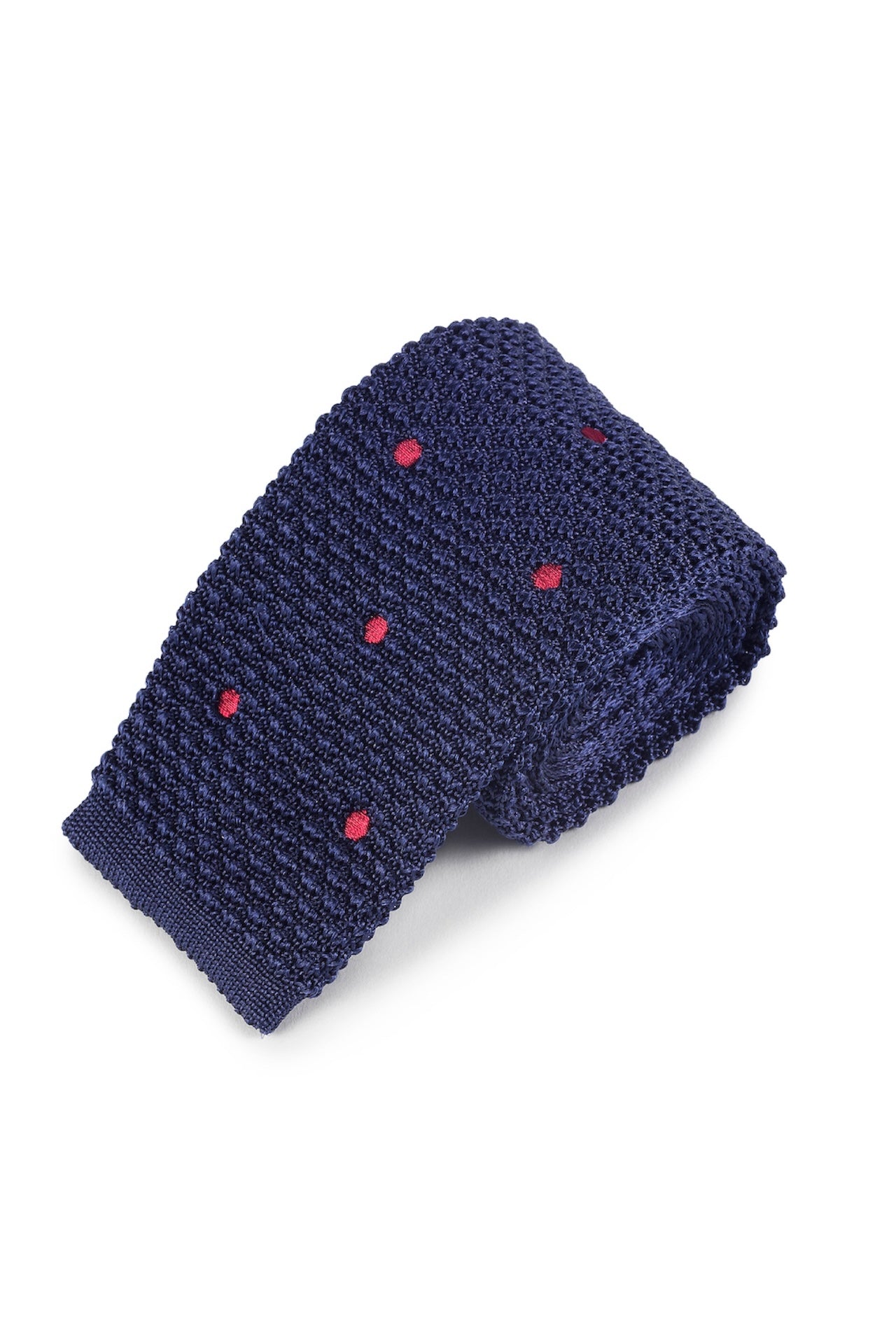 Navy/Claret Silk Spot Knitted Tie