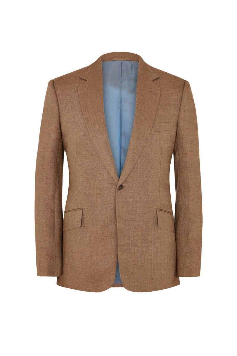 Tan Linen Herringbone Jacket