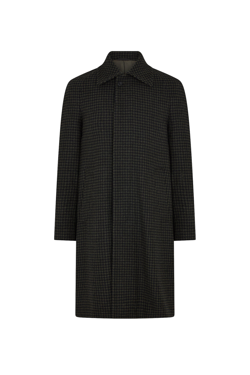 Olive/Midnight Houndstooth Raglan Sleeve Overcoat