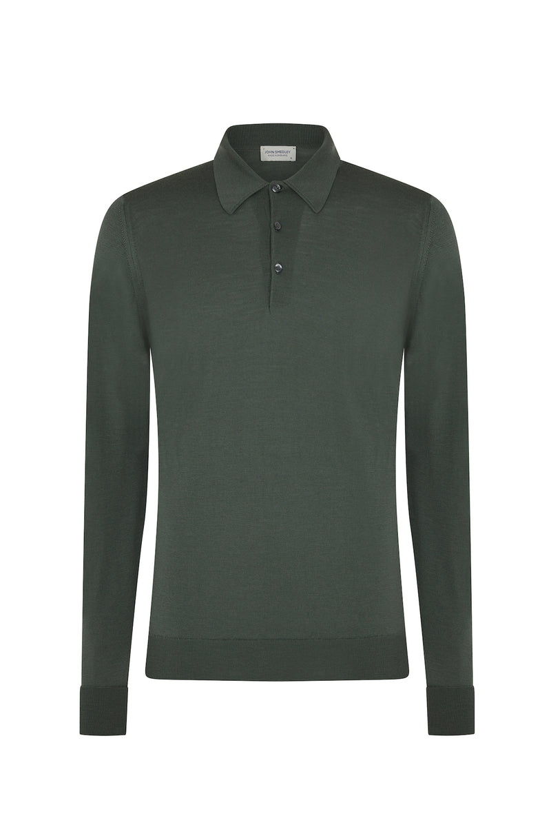 Highland Green Merino Wool Polo Neck Knitwear