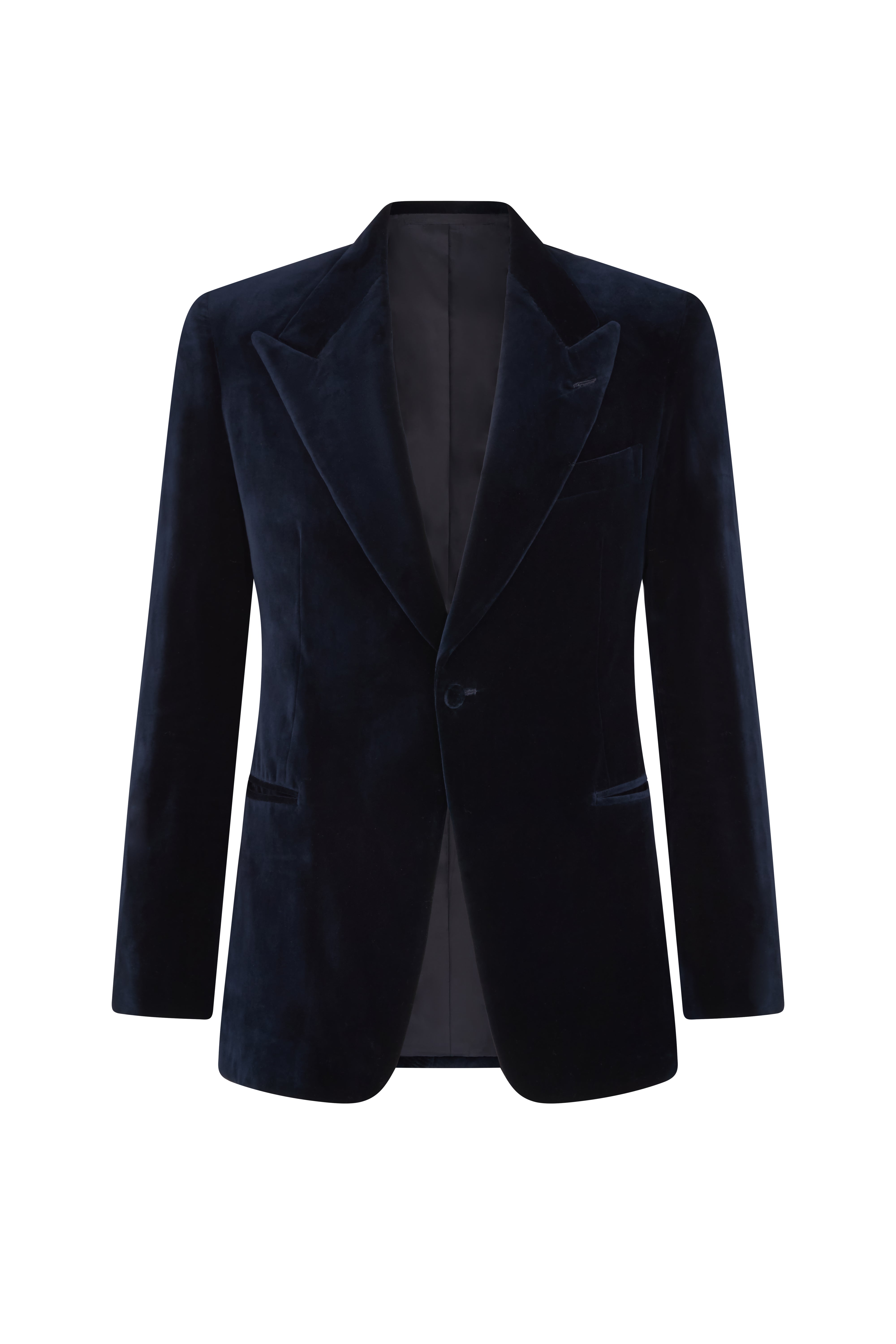 Navy Velvet Single Breasted Cocktail Jacket Huntsman Savile Row