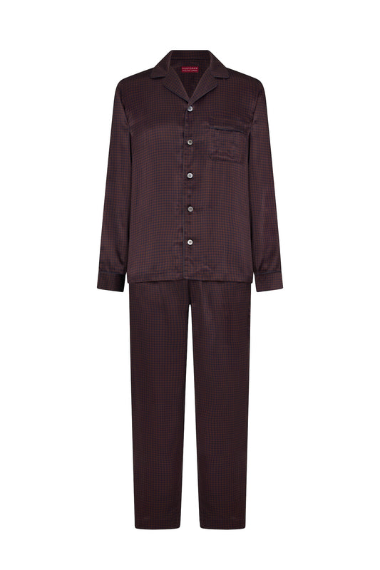 Copper/Navy Houndstooth Silk Pyjama