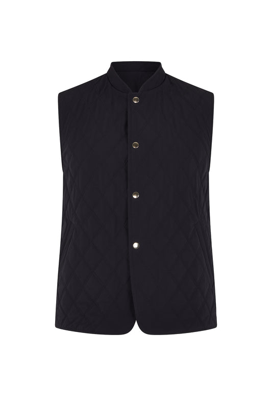 Navy Quilted Cashmere Gilet