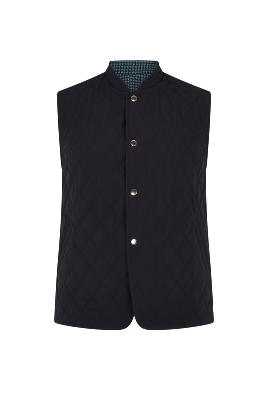 Navy Quilted Cashmere Gilet