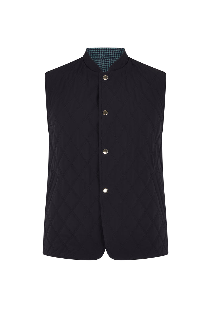 Navy Quilted Cashmere Gilet