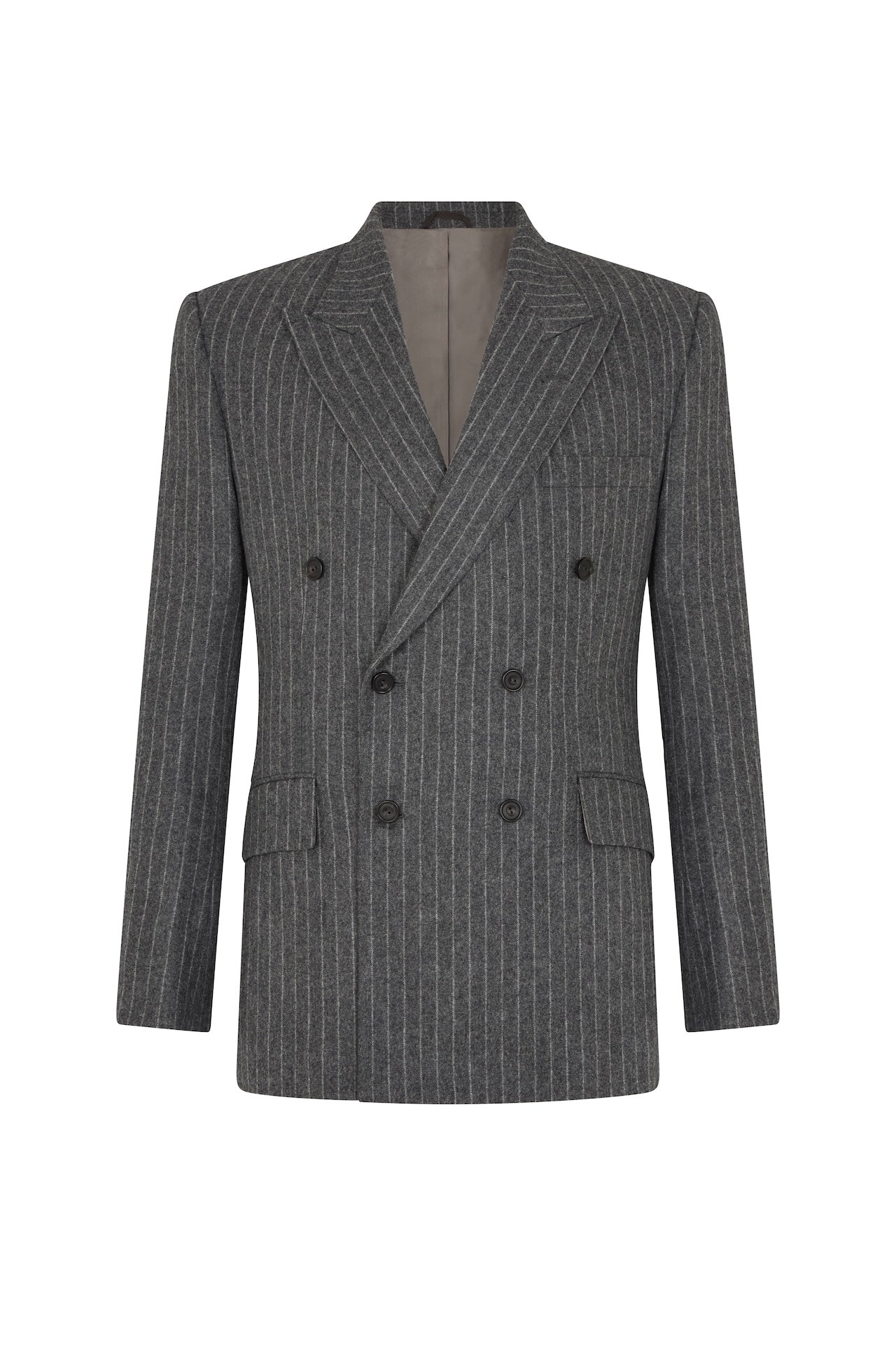 Grey Chalk Stripe Double Breasted Suit