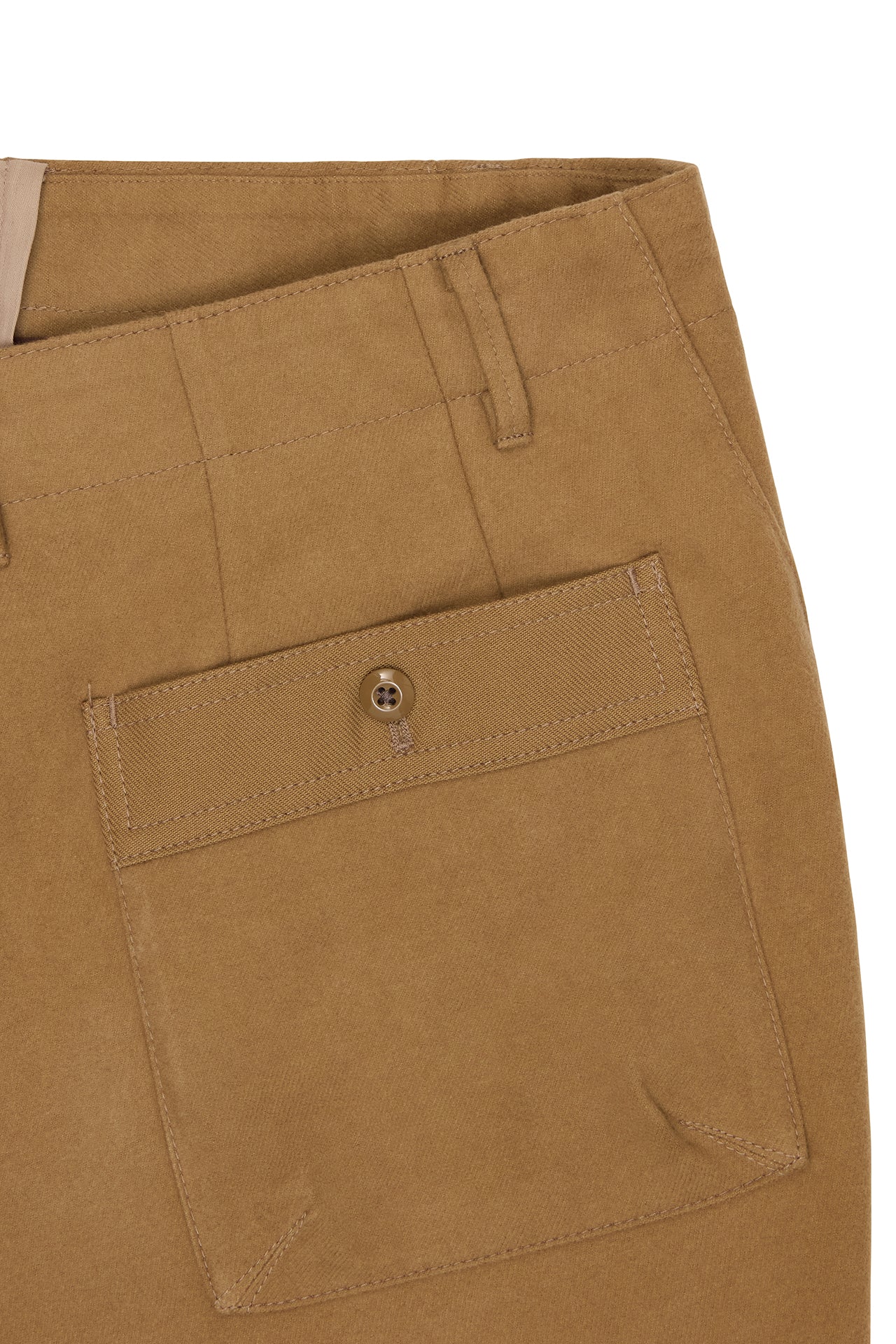 Beige Military Flannel Casual Trousers