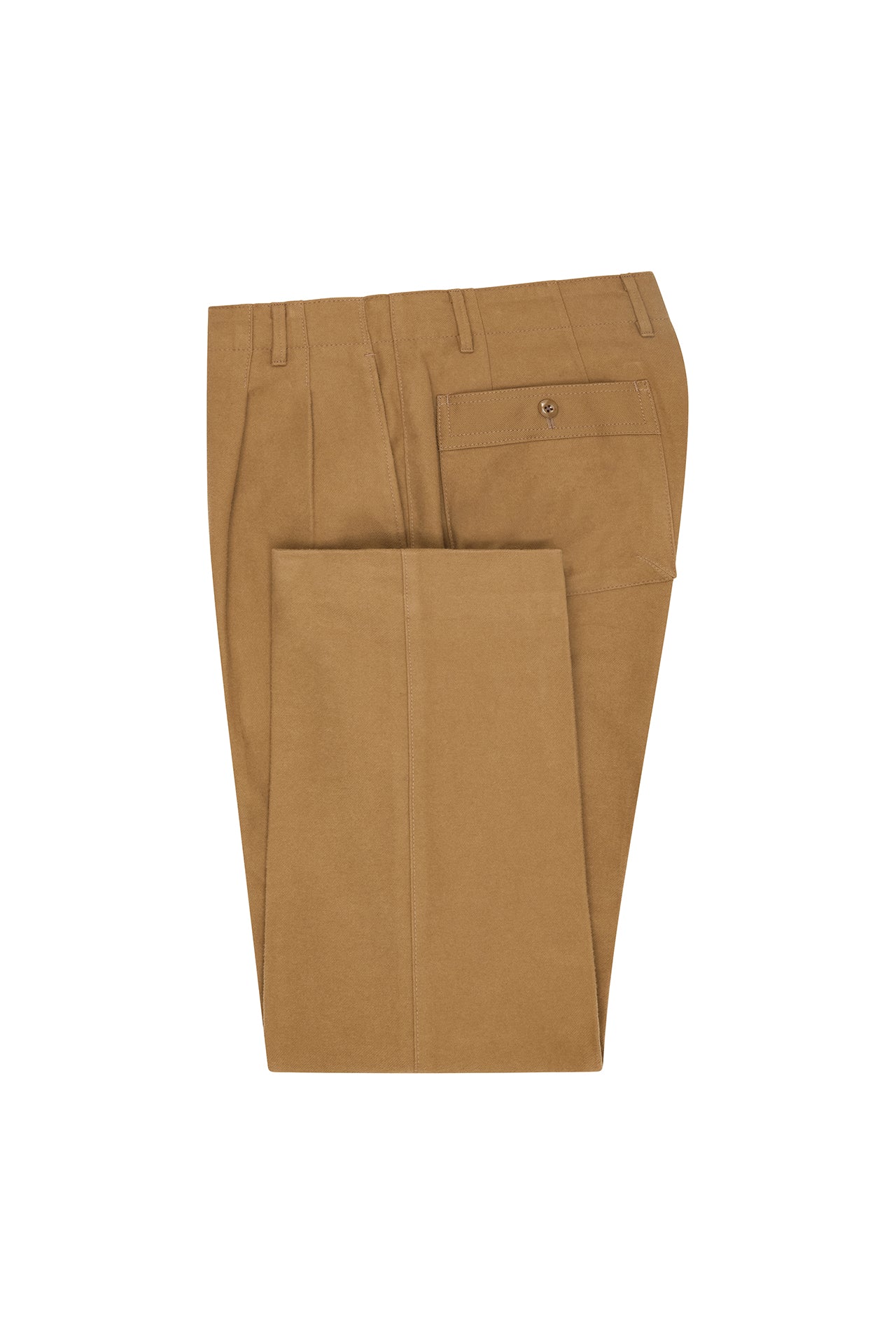 Beige Military Flannel Casual Trousers