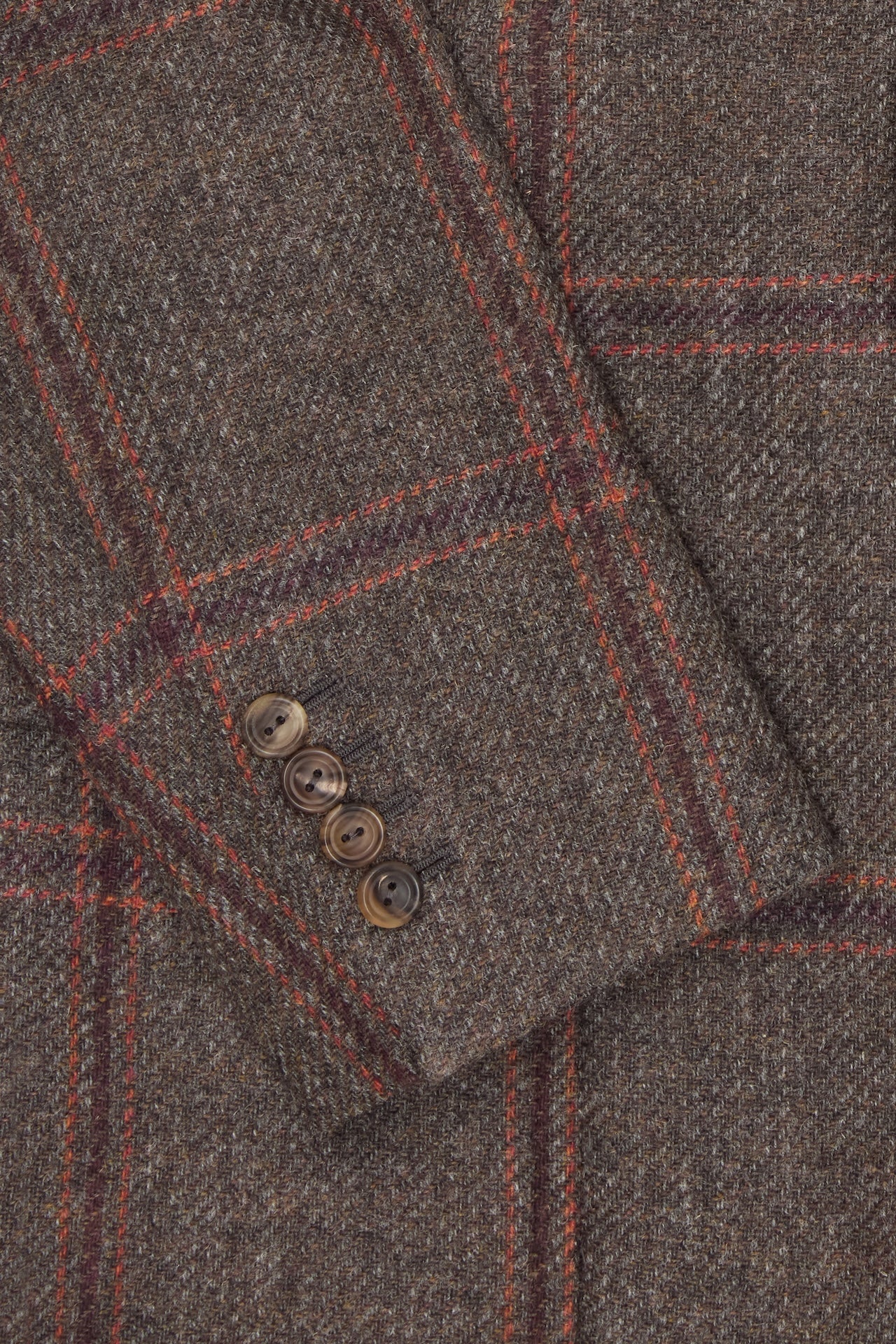 Brown, Orange & Burgundy Check Single Breasted Patch Pocket Jacket