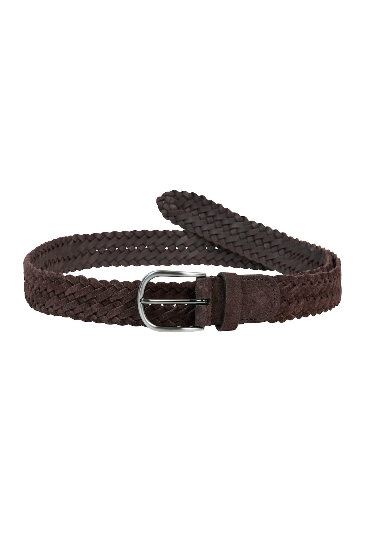 Brown Plaited Suede Belt