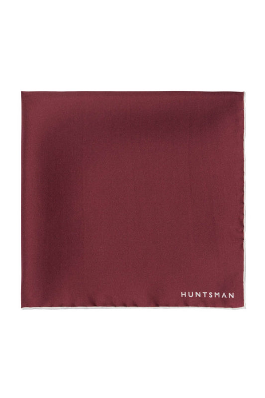 Burgundy/White Silk Pocket Square