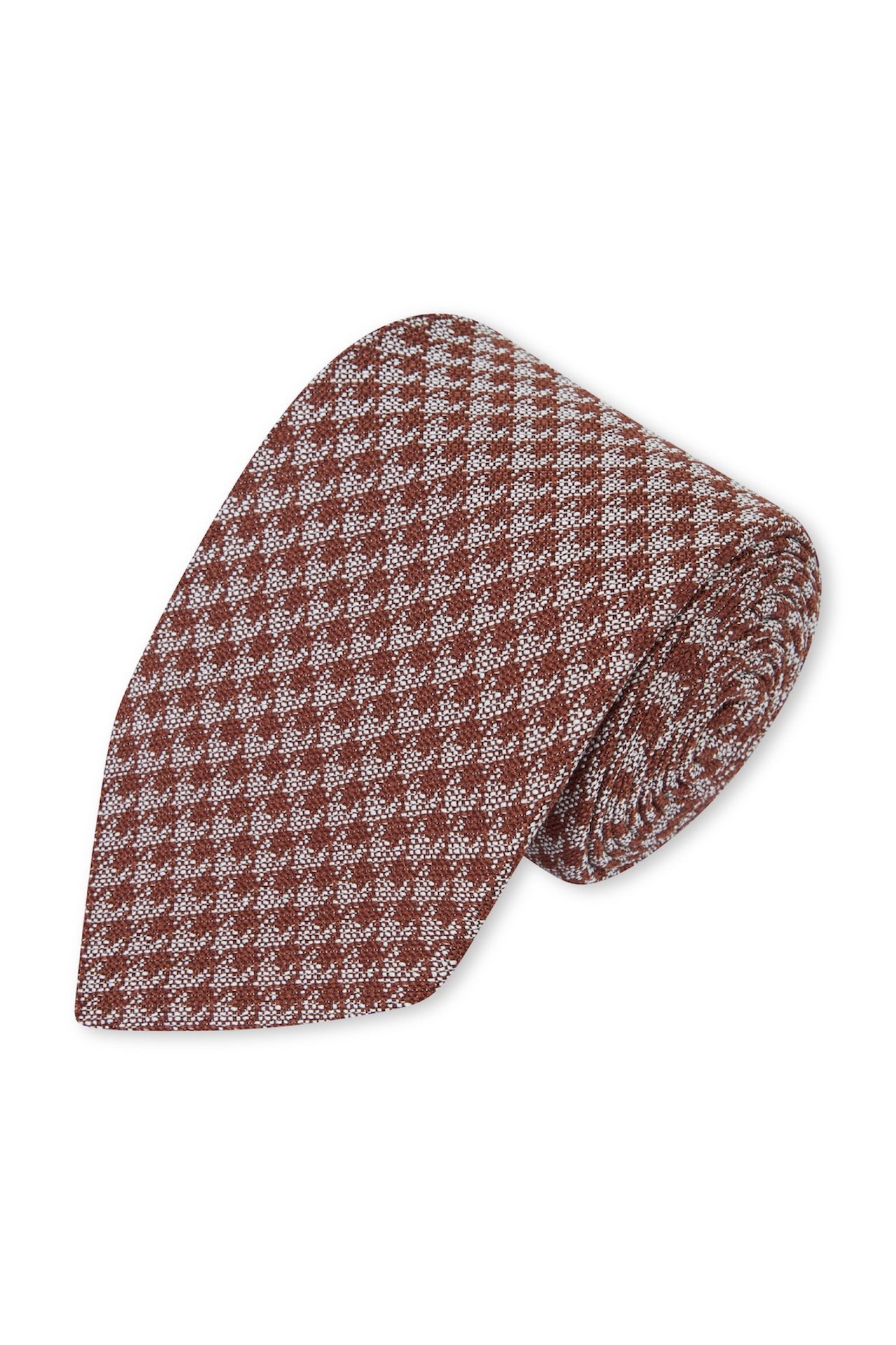 Claret and White Houndstooth Silk Tie