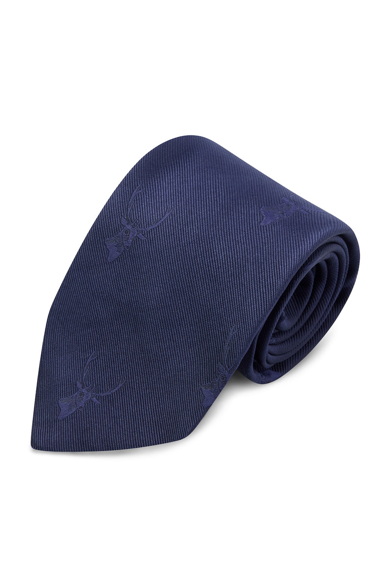 Huntsman Navy Stag Tie