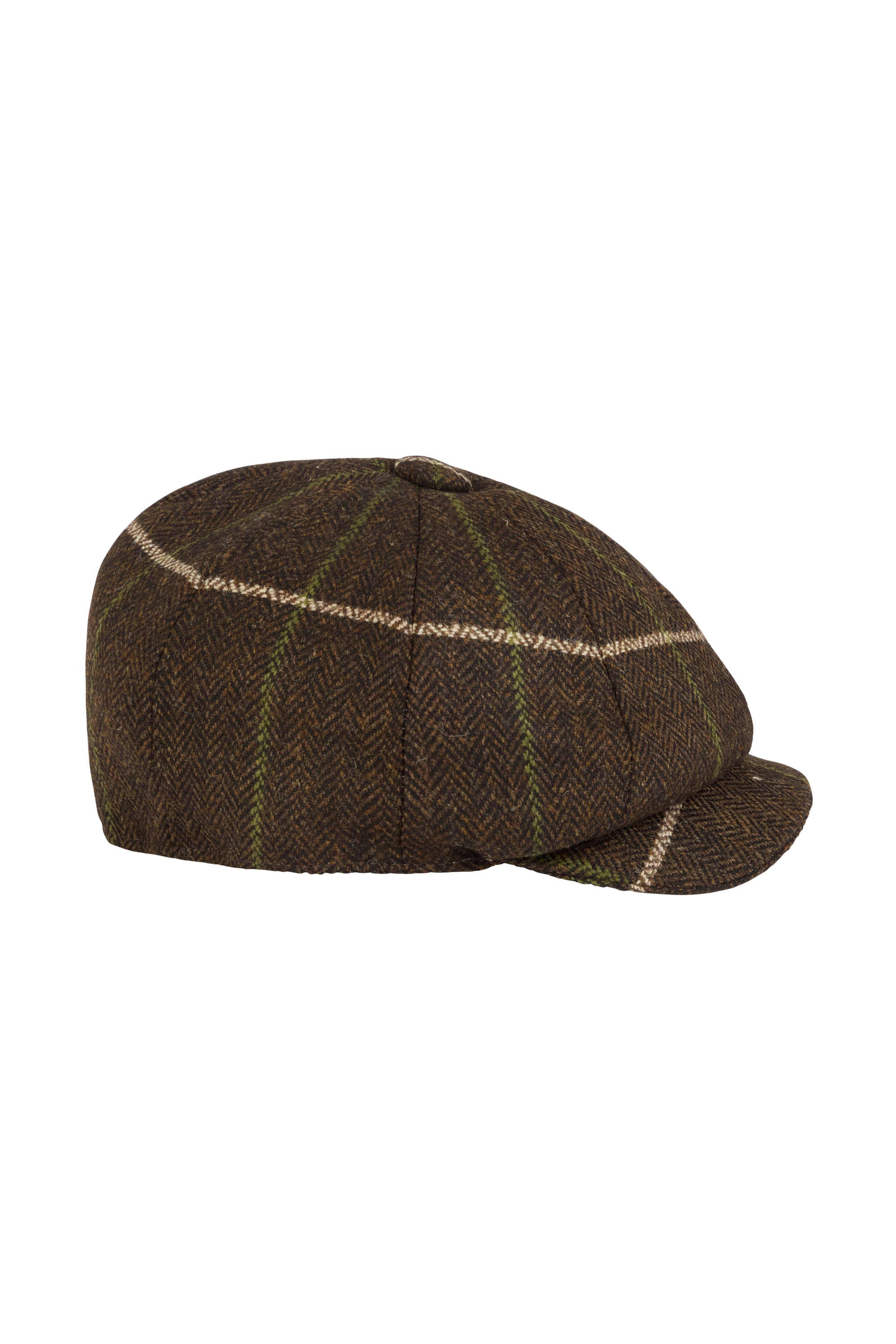 Brown Herringbone Windowpane Check Towton Cap