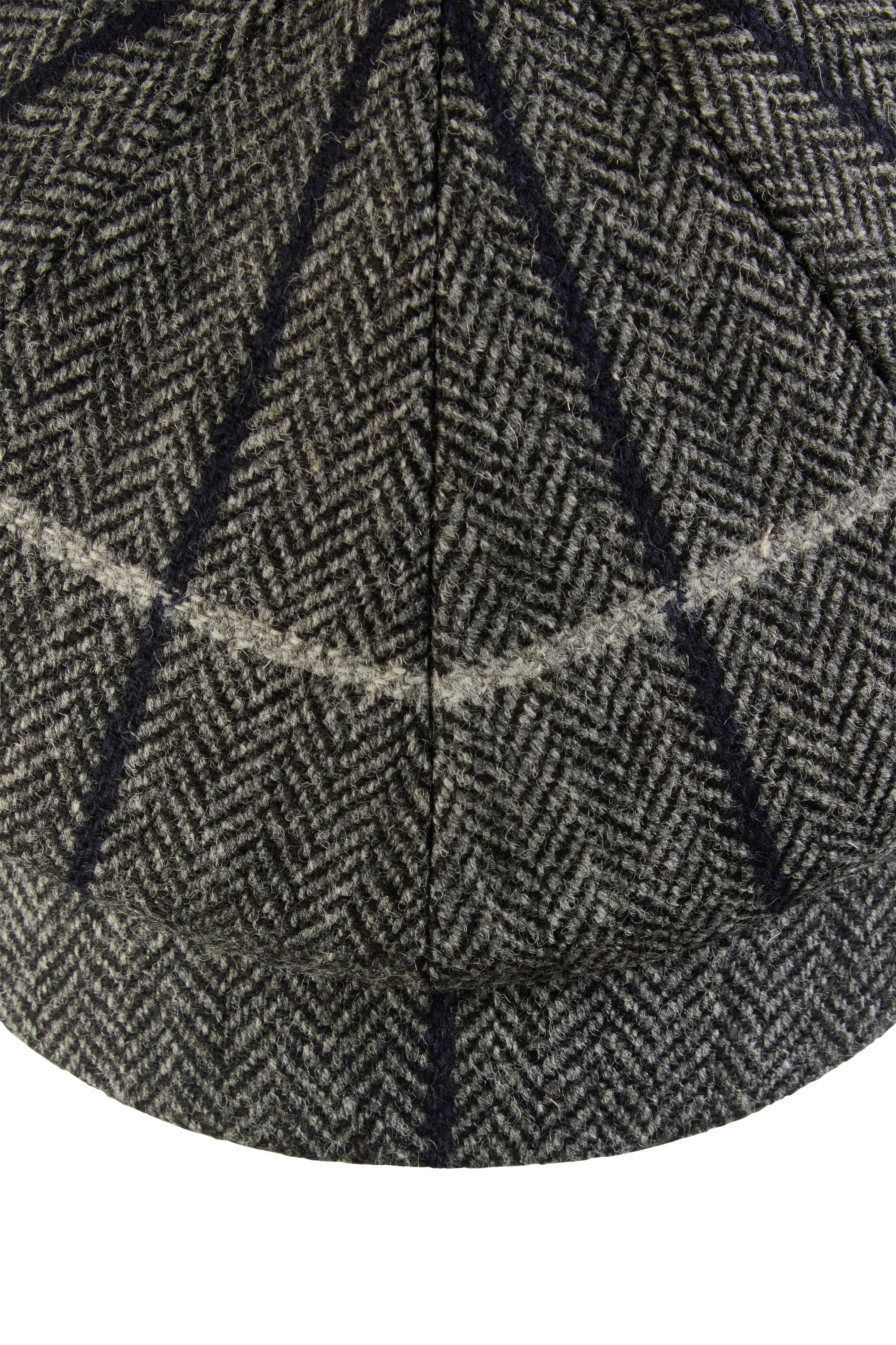 Grey Herringbone Windowpane Check Towton Cap