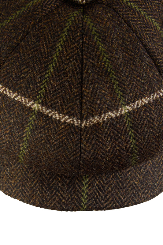 Brown Herringbone Windowpane Check Towton Cap