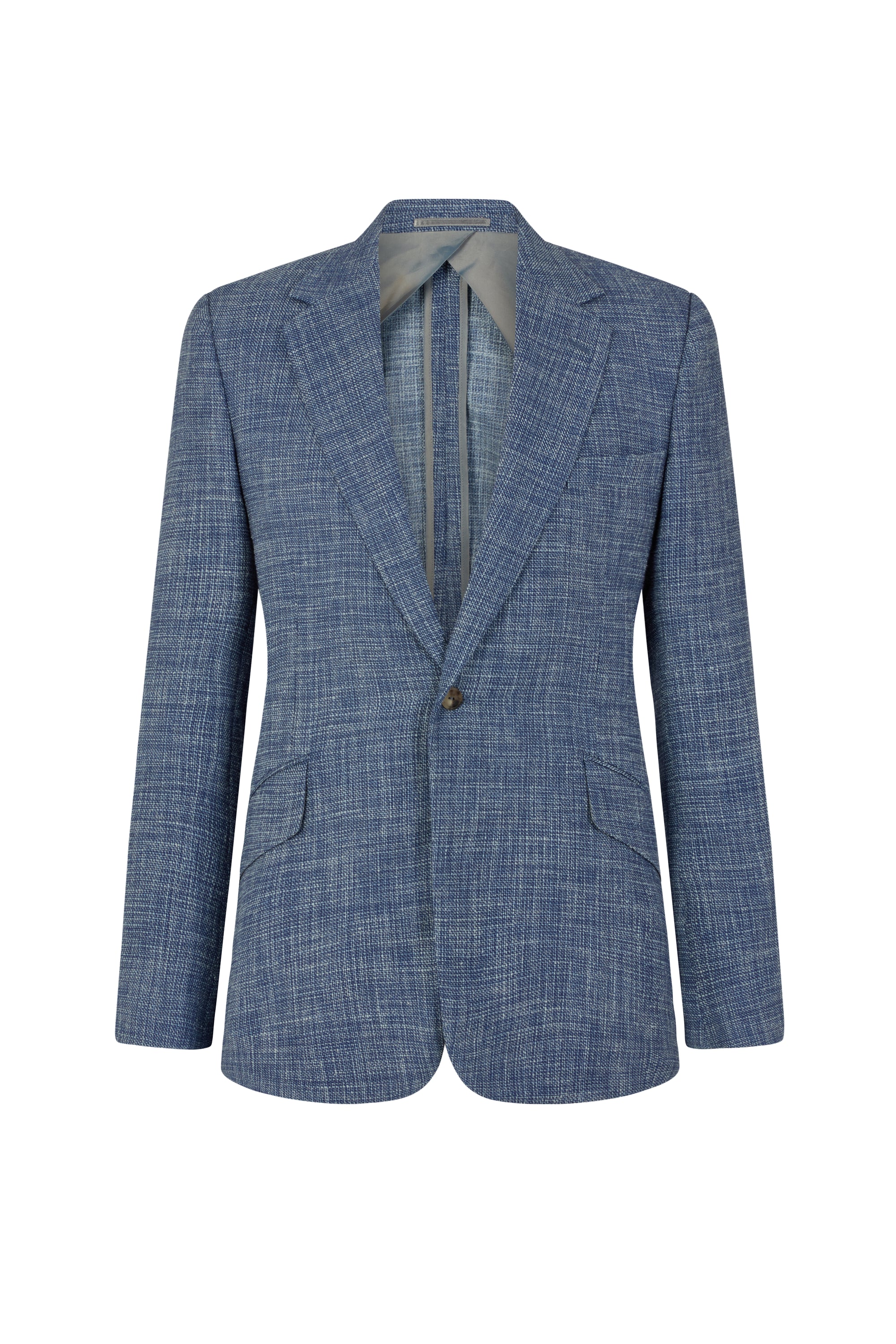 Blue and White Loose Weave Single Breasted Jacket