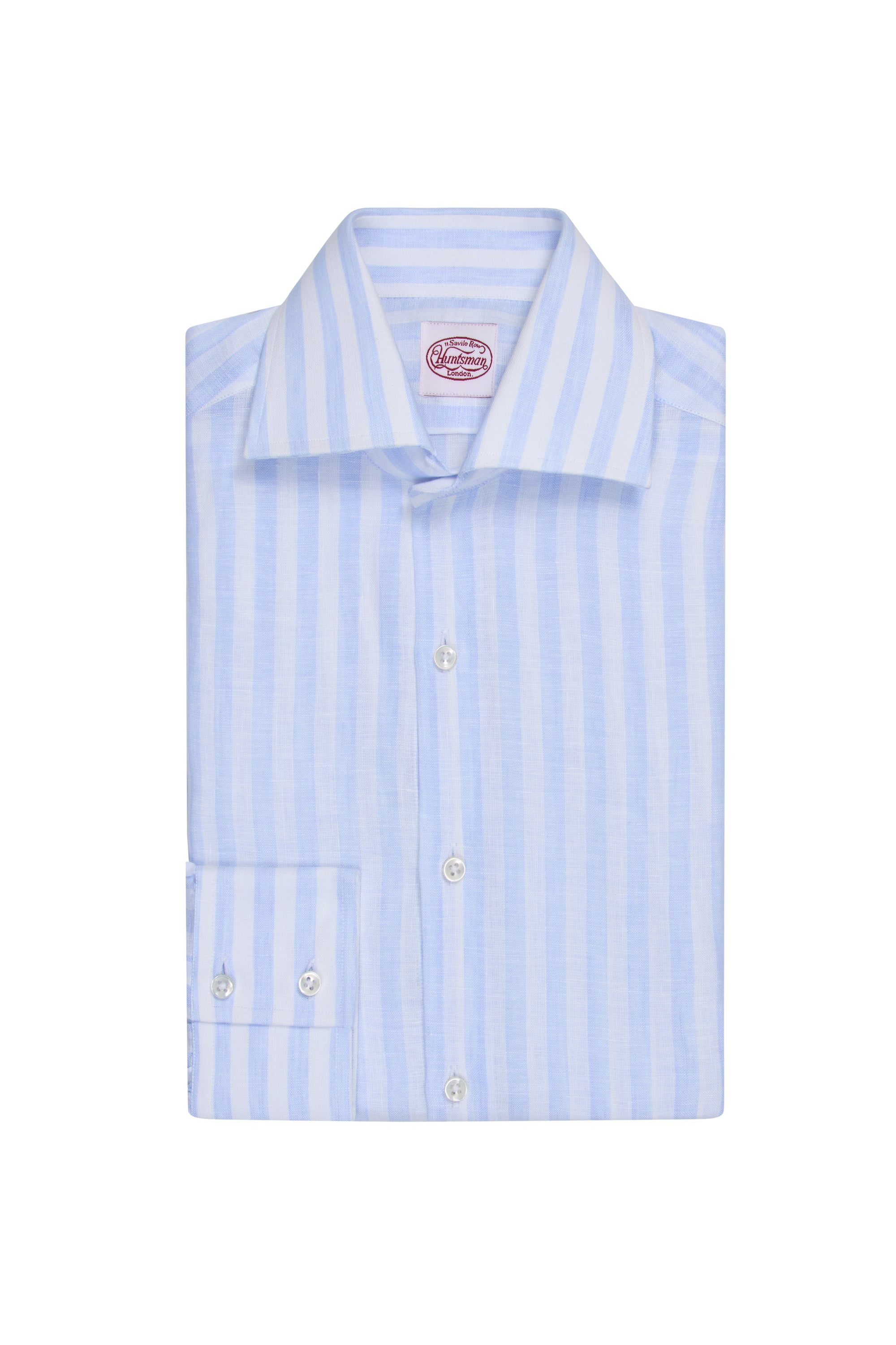 Blue/White Stripe Single Cuff Linen Shirt