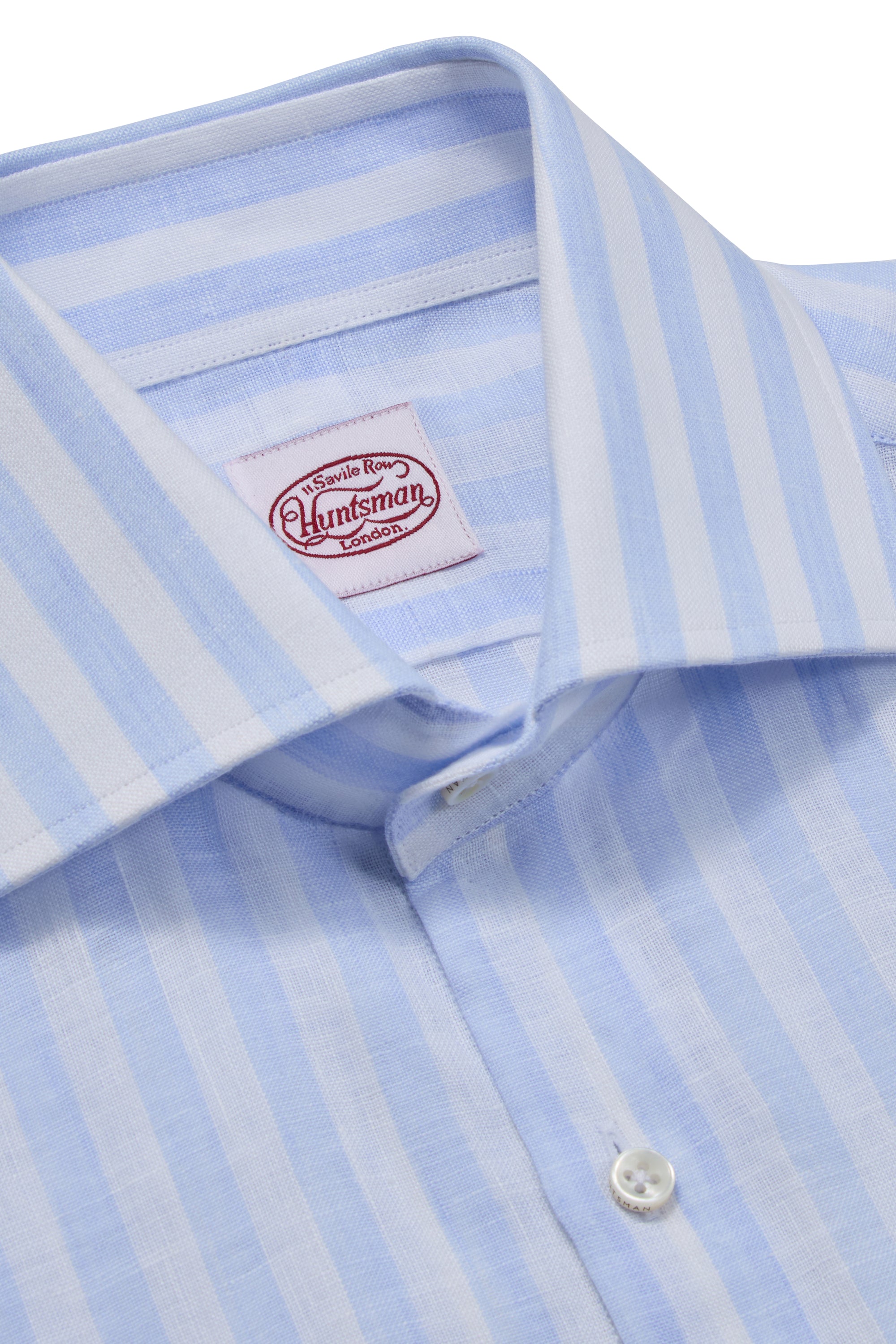 Blue/White Stripe Single Cuff Linen Shirt