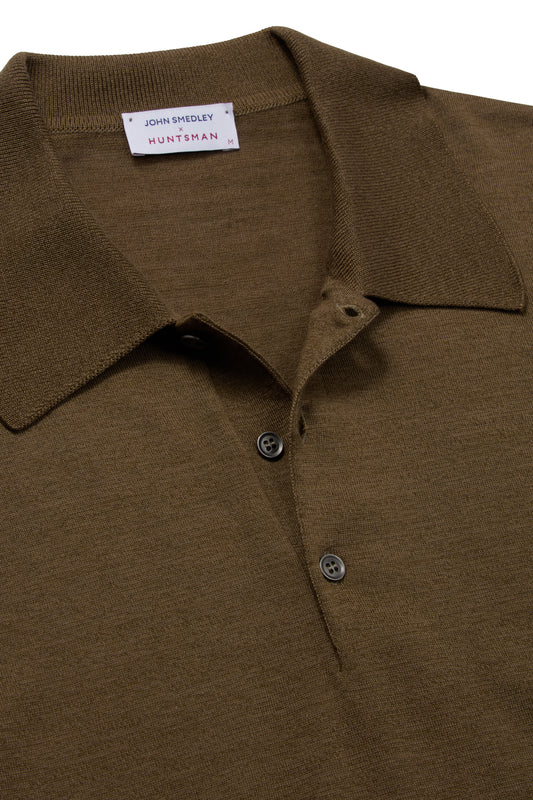 Huntsman x Smedley Sepia Merino/Cotton Polo Neck