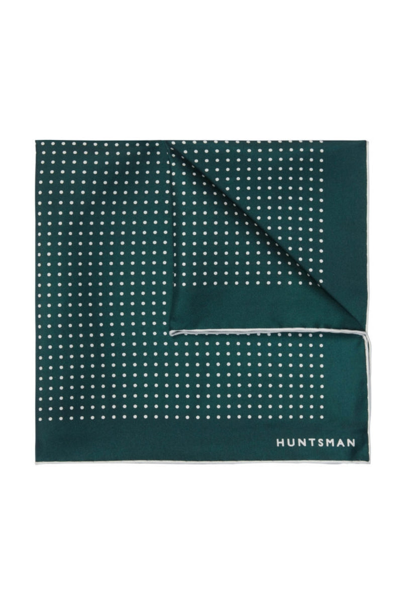 Green Silk Spot Pocket Square