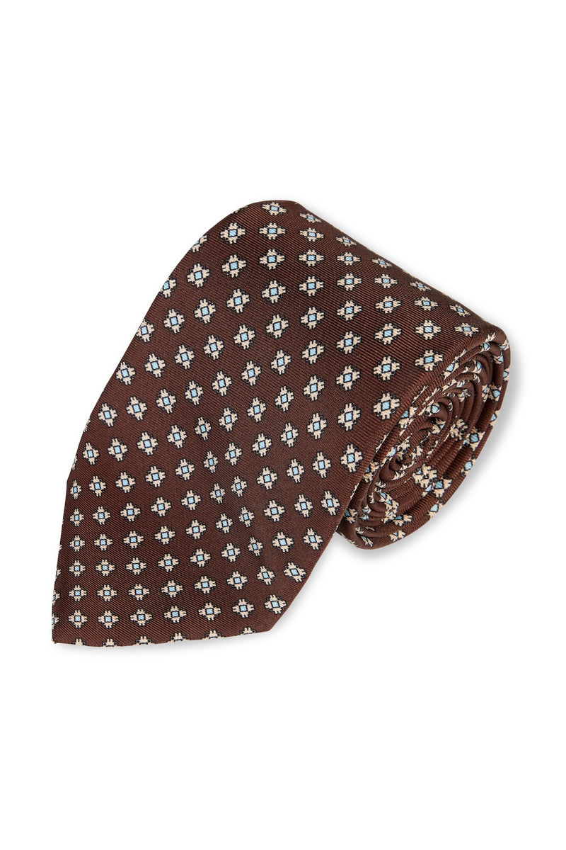 Brown Square Pattern Tie