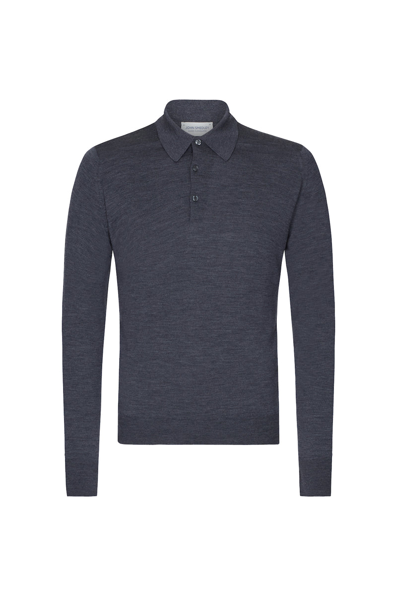 Charcoal Merino Wool Polo Neck Knitwear