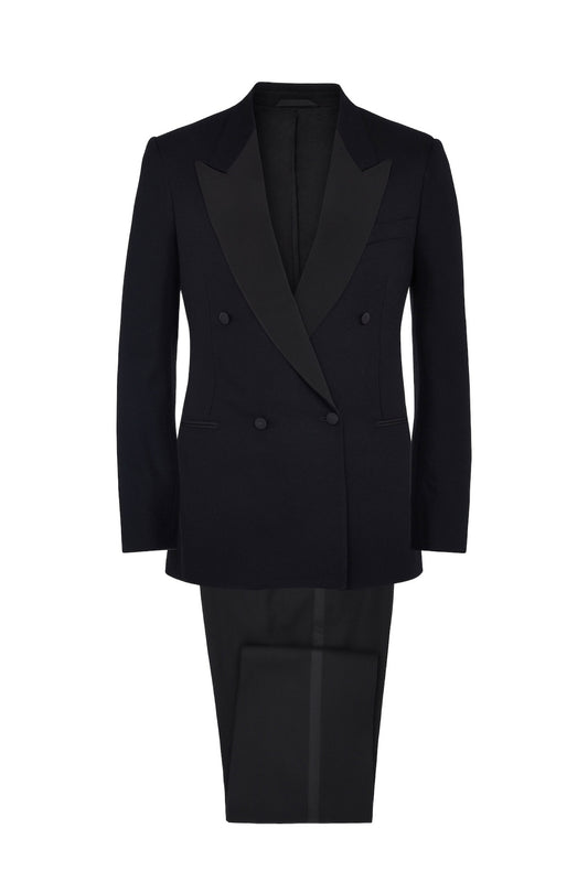 Black Wool Double Breasted Dinner Suit