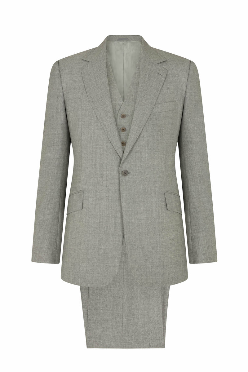 Grey Wool Three-Piece Single Breasted Suit