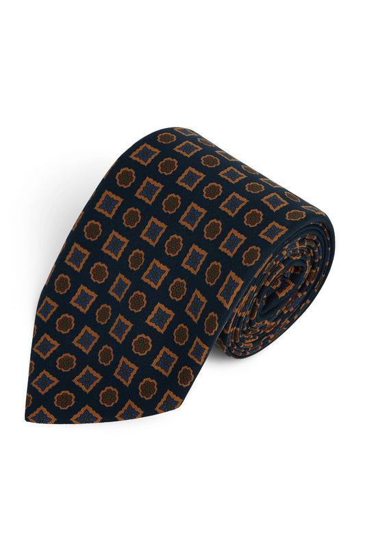 Brown and Green Madder Silk Tie