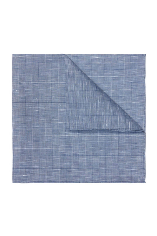 Navy Cotton POW Check Pocket Square