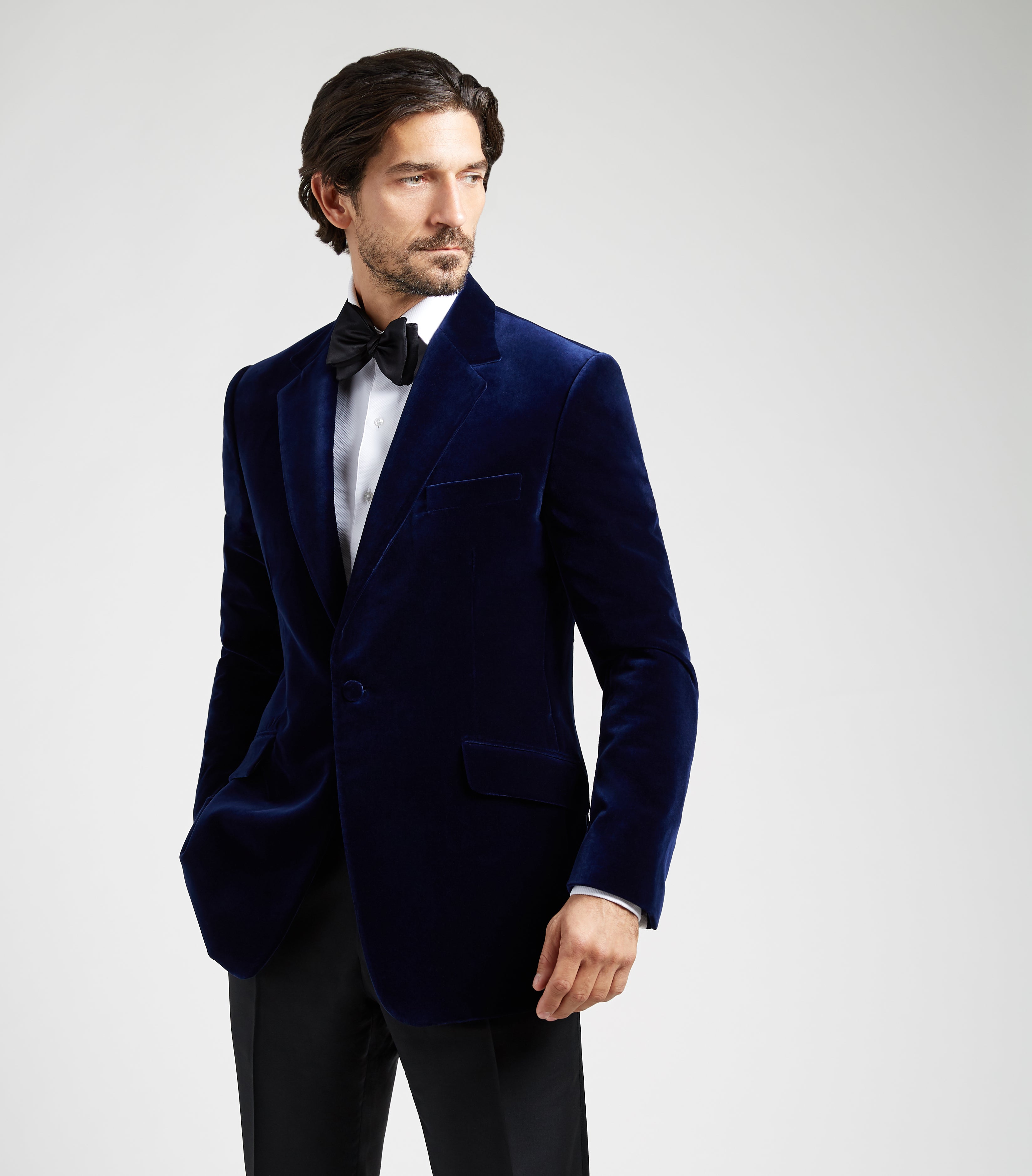 Royal Blue Velvet Single Breasted Evening Jacket