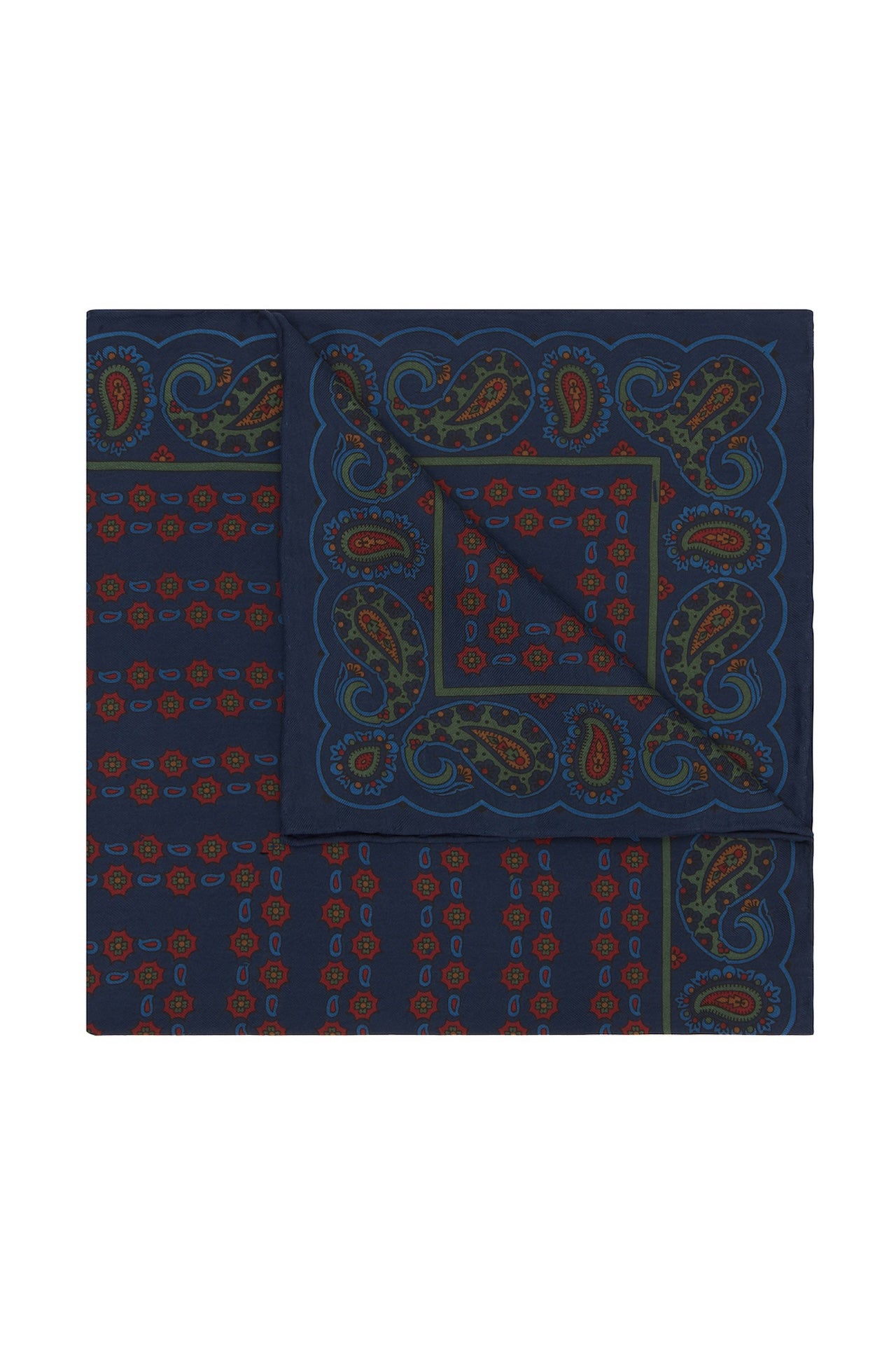 Blue and Claret Madder Pocket Square