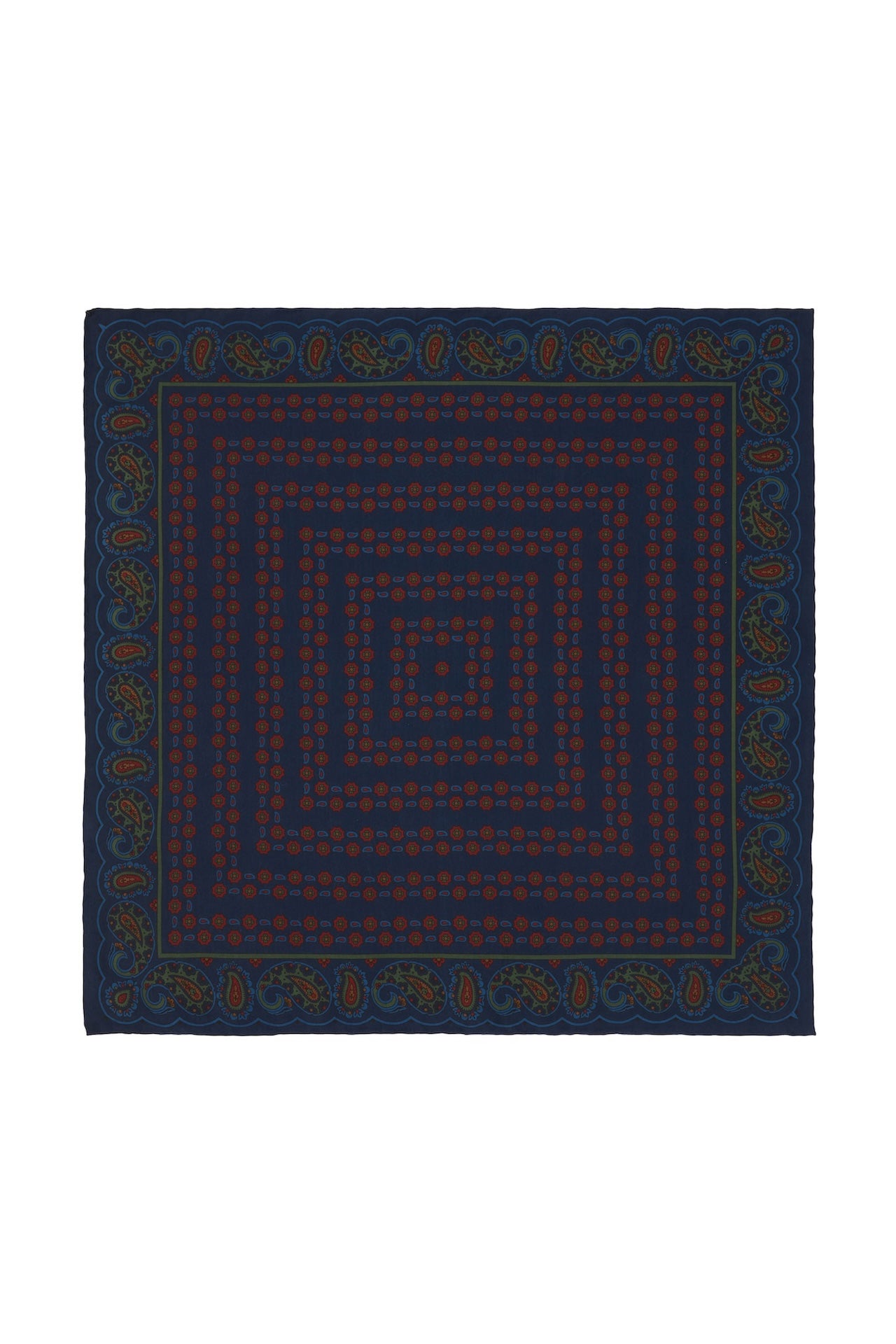 Blue and Claret Madder Pocket Square