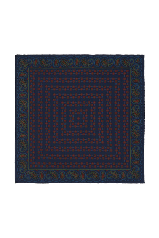 Blue and Claret Madder Pocket Square