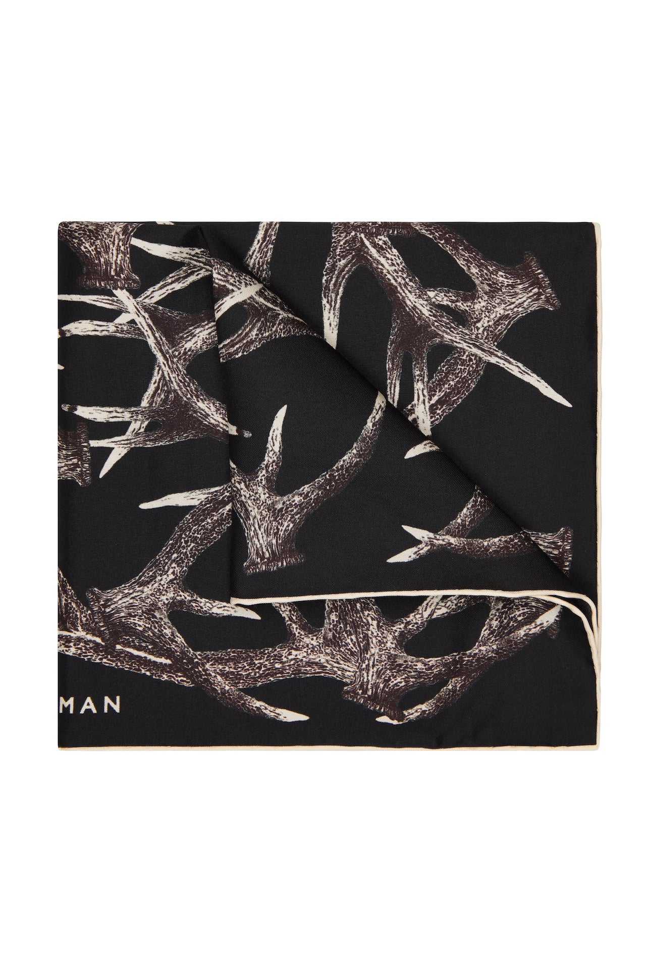 Black Silk Stag Pocket Square