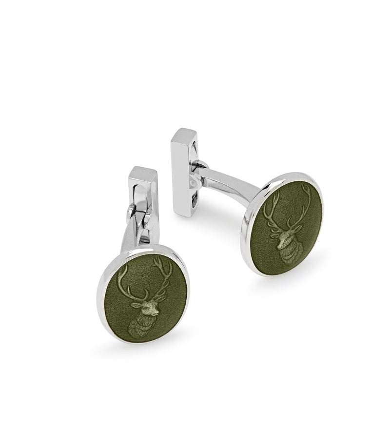 Sage Enamel Stag Cufflinks