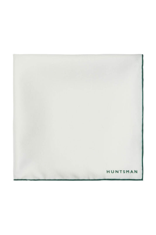 White/Green Silk Pocket Square