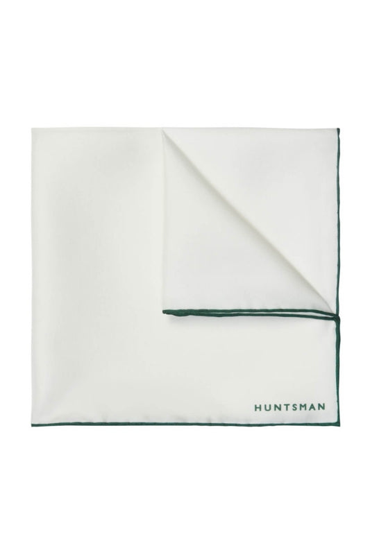 White/Green Silk Pocket Square