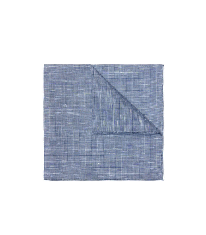 Navy Cotton POW Check Pocket Square