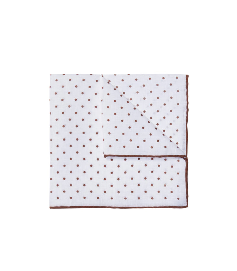 Brown Linen Spot Pocket Square