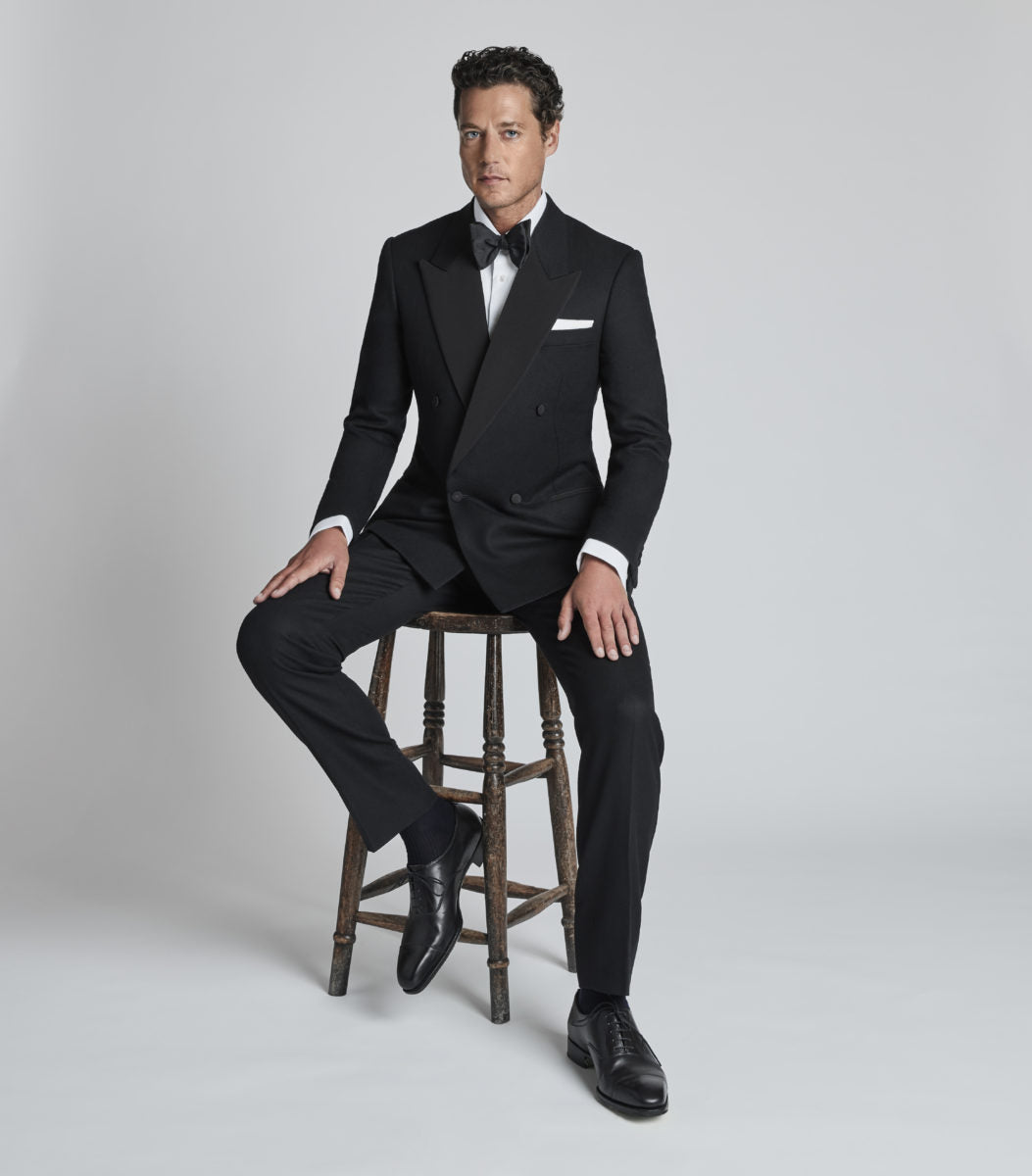 Black Wool Double Breasted Dinner Suit Huntsman Savile Row