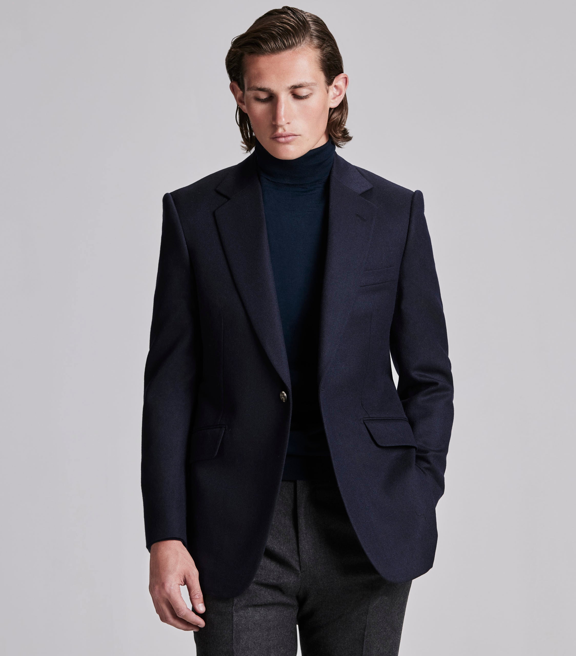 Mens blue outlet wool blazer