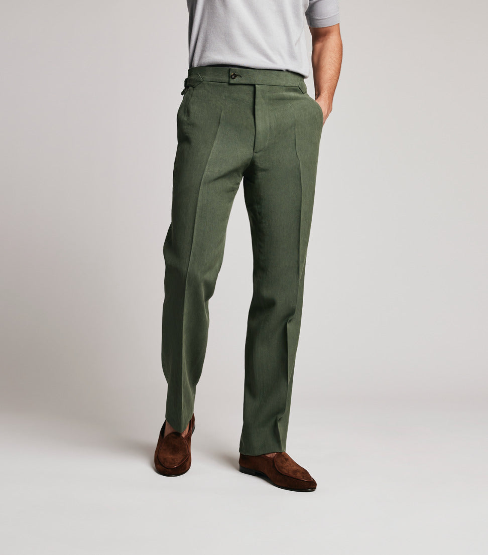 Sage Linen Trousers – Huntsman Savile Row