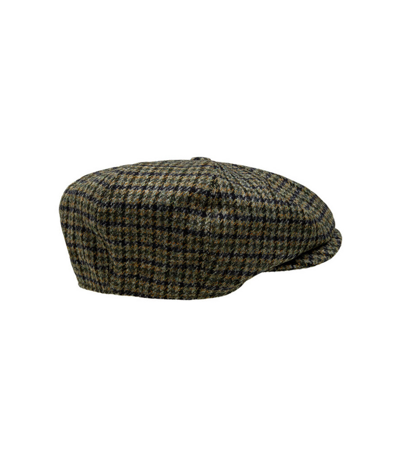 Sea Green Gun Check Wool Baker Boy Cap